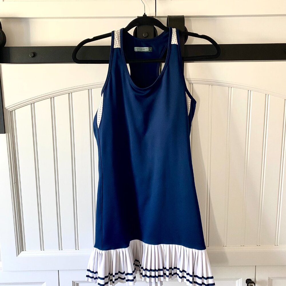 InPhorm NYC Racer Back Harper Tennis Dress Navy White Size S
